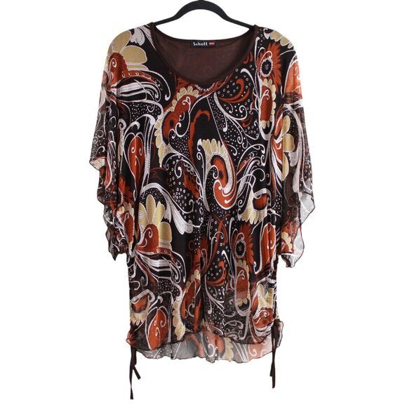 Schott NYC 70s Vintage Abstract Print Mesh Top - Picture 2 of 16